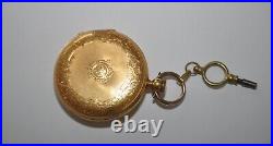 Antique 1860's Jules Huguenin 18k Gold Key Wind Hunting Case Pocket Watch
