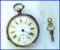 Antique 1860's Swiss Victorian Silver Cased Key Wind Pocket Watch C3986
