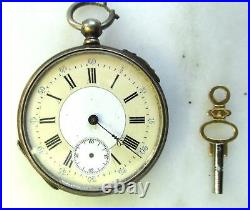 Antique 1860's Swiss Victorian Silver Cased Key Wind Pocket Watch C3986