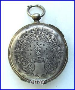 Antique 1860's Swiss Victorian Silver Cased Key Wind Pocket Watch C3986