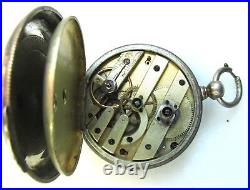 Antique 1860's Swiss Victorian Silver Cased Key Wind Pocket Watch C3986