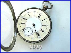 Antique 1860's Swiss Victorian Silver Cased Key Wind Pocket Watch C3986