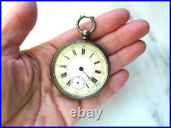 Antique 1860's Swiss Victorian Silver Cased Key Wind Pocket Watch C3986