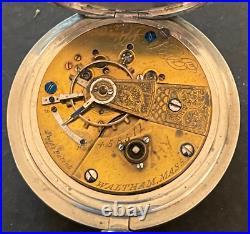 Antique 1870 Waltham PS Bartlett 1857 Pocket Watch Ticks Silver Case 18s 11j KW