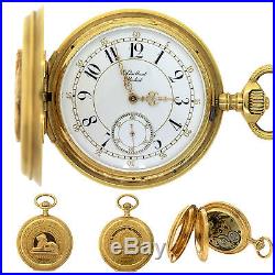 Antique 1870s E. Couillaut Madrid 18K Yellow Gold Full Hunter Case Pocket Watch