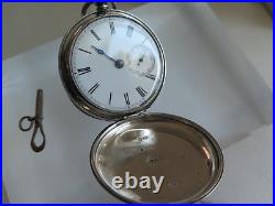 Antique 1872 Edward Farrell Sterling 948 Hunter Case Fusee Pocket Watch (#186)