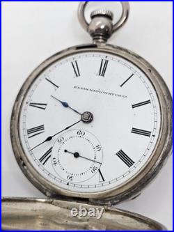 Antique 1876 ELGIN'Leader' Gents Coin Silver Full Hunter Key Wind Pocket Watch