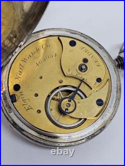 Antique 1876 ELGIN'Leader' Gents Coin Silver Full Hunter Key Wind Pocket Watch