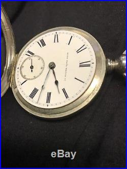 Antique 1878 Elgin SZ 18- 11J KWithKS Triple Hinge Case Pocket Watch-RUNS-Serviced