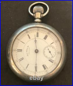 Antique 1884 Waltham Appleton Tracy 1877 Pocket Watch Runs Silverode Case 18s 7j