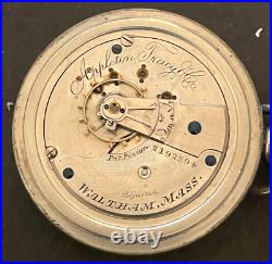 Antique 1884 Waltham Appleton Tracy 1877 Pocket Watch Runs Silverode Case 18s 7j
