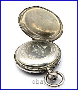 Antique 1885 INTERLAKEN 800 SILVER Case Personalized 35mm Open Face Pocket Watch
