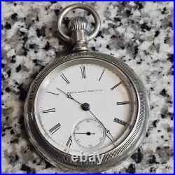 Antique 1887 Elgin 18s 15j H H Taylor Silverode Case Railroad Pocket Watch