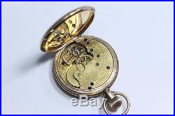 Antique 1887 Elgin 8s 18K Solid Gold Pocket Watch, Full Hunter Case, Fancy Dial