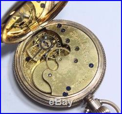 Antique 1887 Elgin 8s 18K Solid Gold Pocket Watch, Full Hunter Case, Fancy Dial