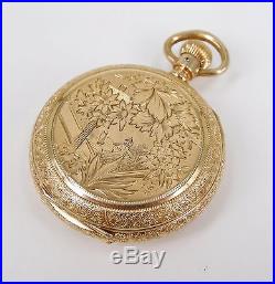 Antique 1888 American Waltham Pocket Watch with Solid 14k Yellow Gold Hunter Case