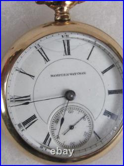 Antique 1888 Hampden 15J Pocket Watch in Rival Warranted Case