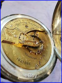 Antique 1889 American Waltham Silver Pocket Watch Double Hunter Case 18s 4025988