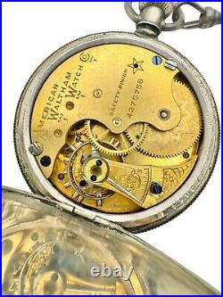 Antique 1890 Waltham J 6s Pocket Watch Factory Coin Silver Hunter Case