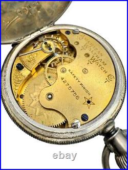 Antique 1890 Waltham J 6s Pocket Watch Factory Coin Silver Hunter Case