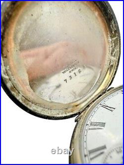 Antique 1890 Waltham J 6s Pocket Watch Factory Coin Silver Hunter Case