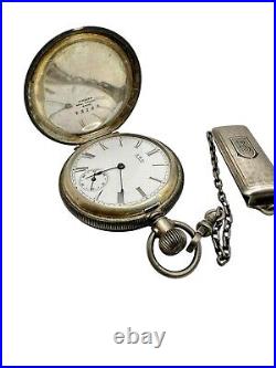 Antique 1890 Waltham J 6s Pocket Watch Factory Coin Silver Hunter Case