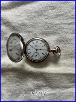 Antique 1891 Elgin Coin Silver Full Hunter Case Poster Watch