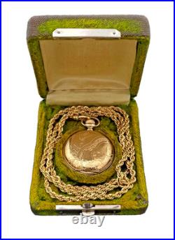 Antique 1897 Elgin 14kt GF 37mm Ornate Double Hunter Case Pocket Watch & 26 Fob