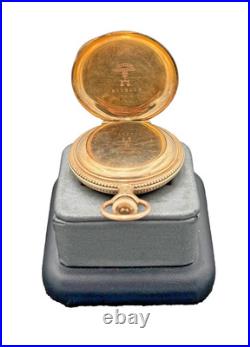Antique 1897 Elgin 14kt GF 37mm Ornate Double Hunter Case Pocket Watch & 26 Fob