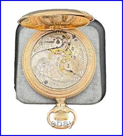 Antique 1897 Elgin 14kt GF 37mm Ornate Double Hunter Case Pocket Watch & 26 Fob