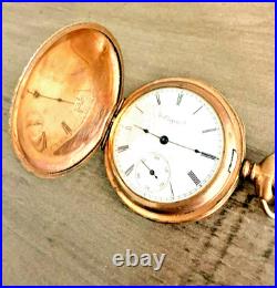 Antique 1899 Elgin Pocket Watch 7 Jewels Hunter Case Safety Pinion #7914048