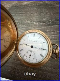 Antique 1899 Elgin Pocket Watch 7 Jewels Hunter Case Safety Pinion #7914048