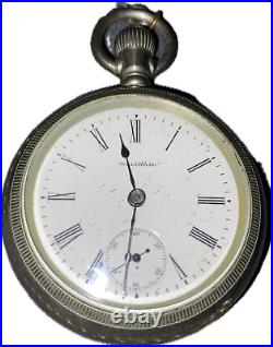 Antique 1899 Waltham Pocket Watch Silverode Case Train on case