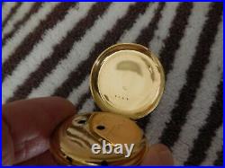 Antique 18K Gold Painted Enamel Pendant 32mm Full Hunter Pocket Watch Case Only