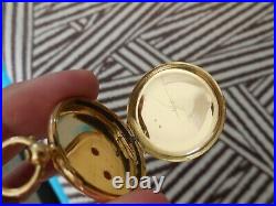 Antique 18K Gold Painted Enamel Pendant 32mm Full Hunter Pocket Watch Case Only