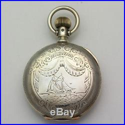 Antique 18S Engraved Coin Silver Hunting Case 17J Waltham Pocket Watch ca 1902