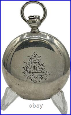 Antique 18 Size 4 Ounce Hunter Pocket Watch Case for Key Wind Coin Silver USA