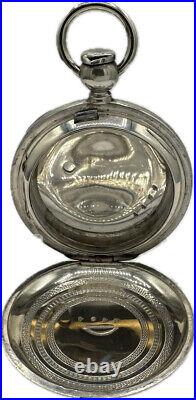 Antique 18 Size 4 Ounce Hunter Pocket Watch Case for Key Wind Coin Silver USA