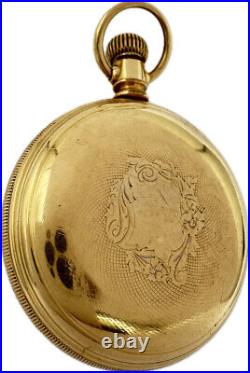 Antique 18 Size Crescent Coin Edge Center Pocket Watch Case 14k Gold Filled