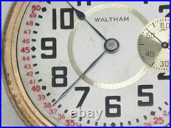 Antique 18 Size Waltham Conversion Dial Choo-choo Case Pocket Watch, Running