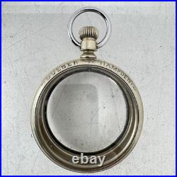 Antique 18s Dueber Hampden Salesman Open Face Pocket Watch Case Nickel USA