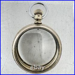 Antique 18s Dueber Hampden Salesman Open Face Pocket Watch Case Nickel USA