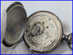Antique 18s Dueber Key Wind Open Face Pocket Watch Case Coin Silver Early USA