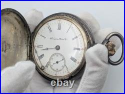 Antique 18s Dueber Key Wind Open Face Pocket Watch Case Coin Silver Early USA