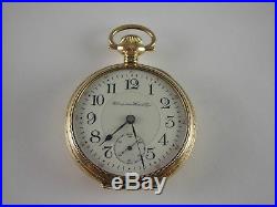Antique 18s Hampden 23 jewel Rail Road pocket watch. Gold Filled case! Made 1902