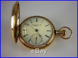 Antique 18s Rockford 1884 Hunter case pocket watch. Unusual transitional Model 5