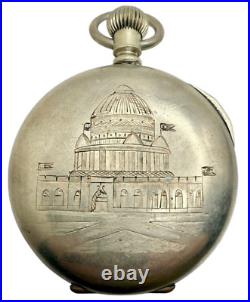 Antique 18s Texas State Capital Building Engraved Pocket Watch Case Open Face