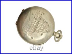 Antique 18s Texas State Capital Building Engraved Pocket Watch Case Open Face