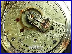 Antique 18s Waltham Crescent St pocket watch 1894 17j hi grade. Beautiful case