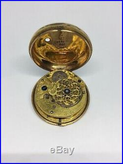 Antique 18th Century Gilt Verge Fusee Pair Cased Pocket Watch John Hart 1794